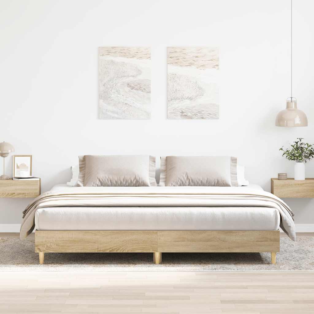 Bettgestell ohne Matratze Sonoma-Eiche 200x200 cm Holzwerkstoff