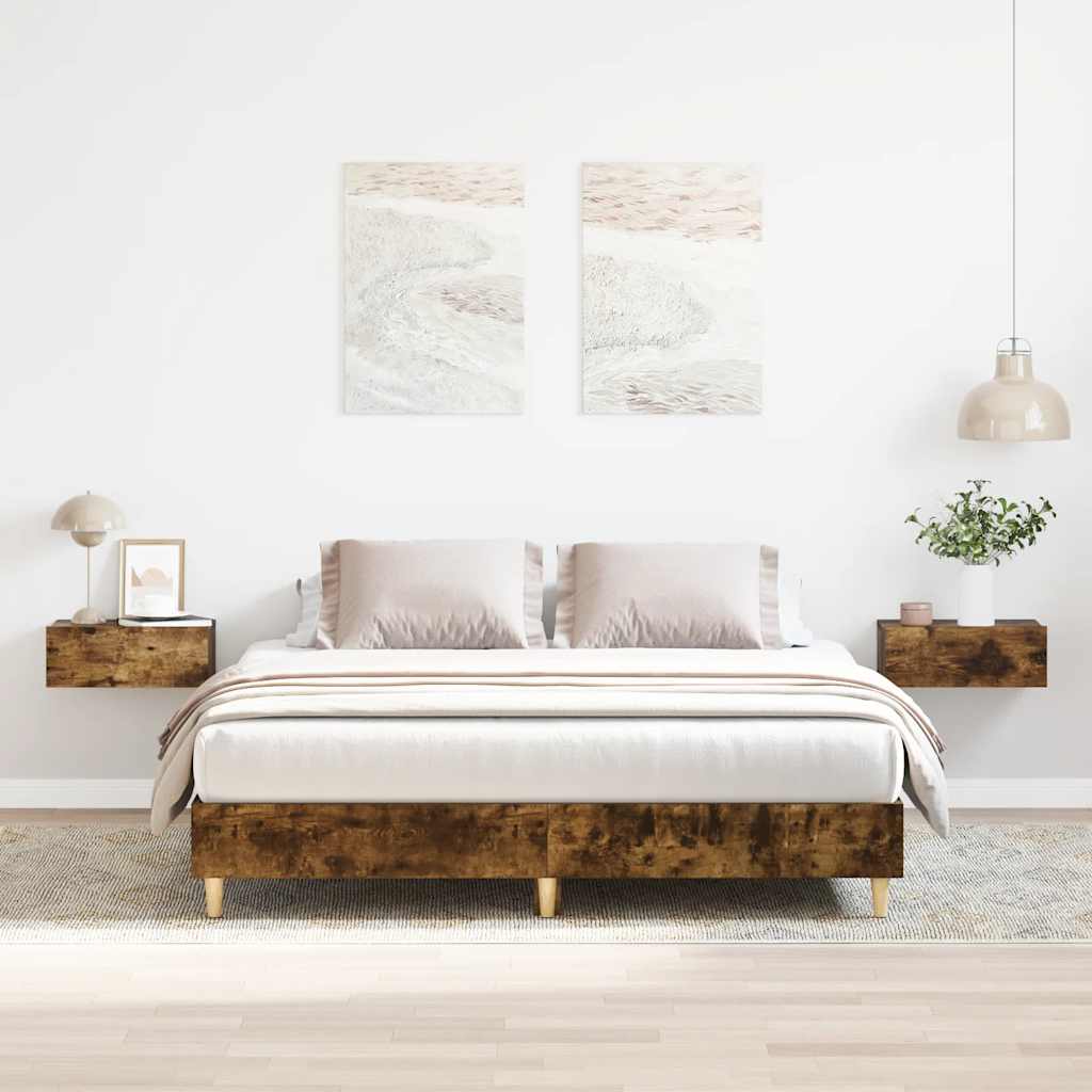 Bettgestell ohne Matratze Räuchereiche 150x200 cm Holzwerkstoff
