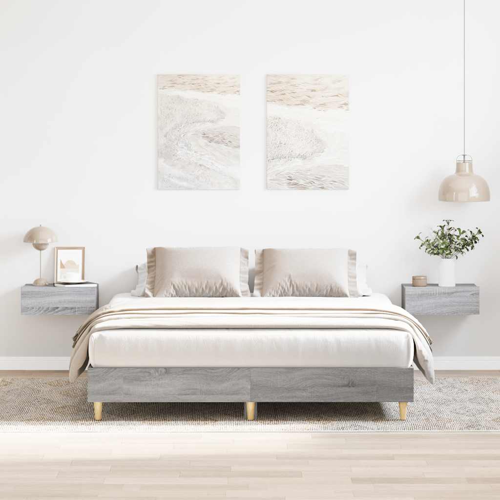 Bettgestell ohne Matratze Grau Sonoma 140x200 cm Holzwerkstoff