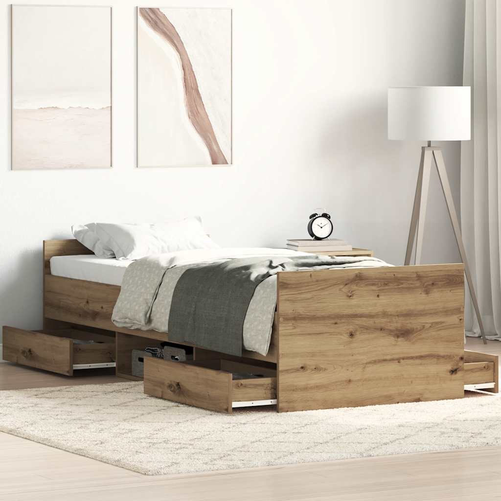 Bettgestell ohne Matratze Artisan-Eiche 100x200cm Holzwerkstoff