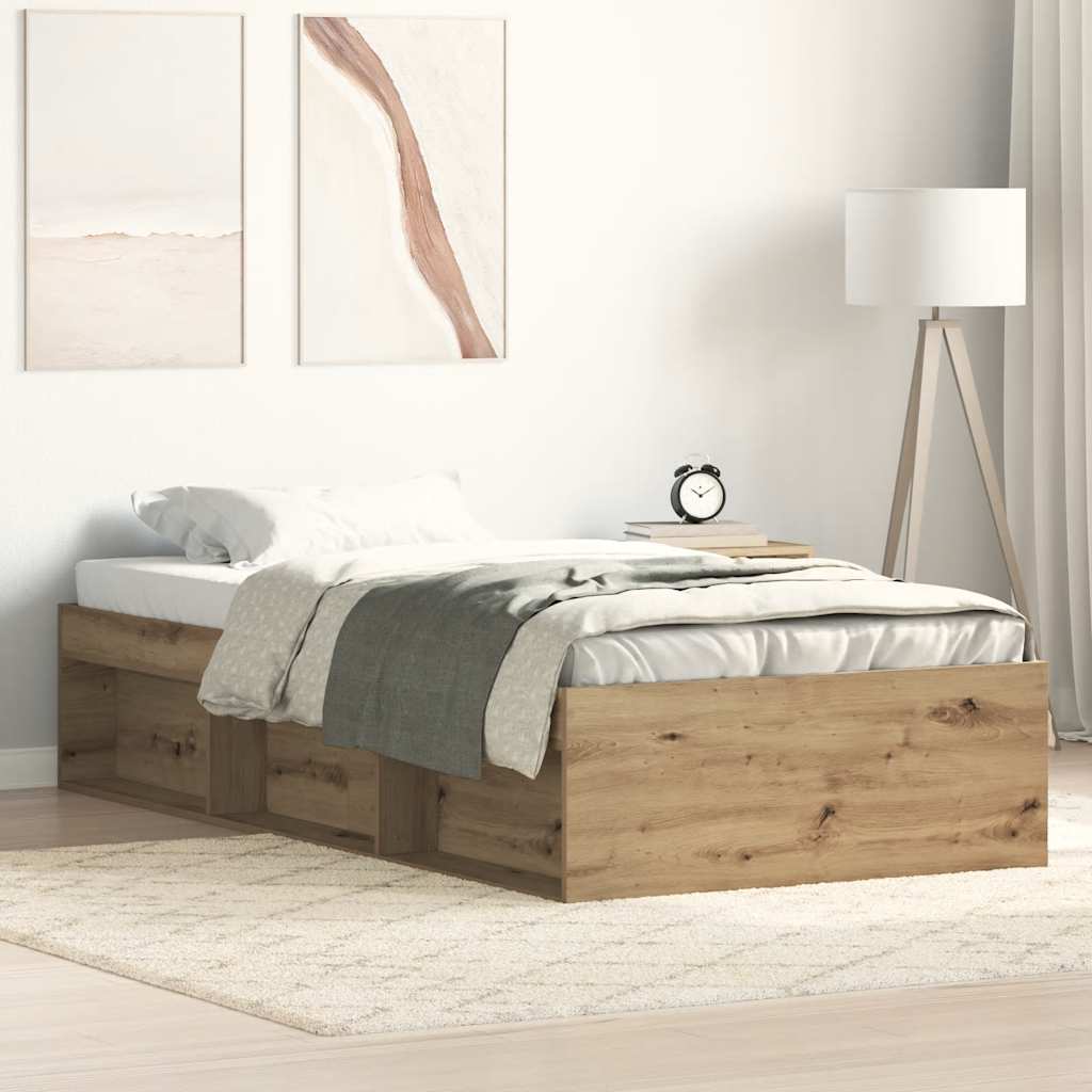 Bettgestell ohne Matratze Artisan-Eiche 100x200cm Holzwerkstoff