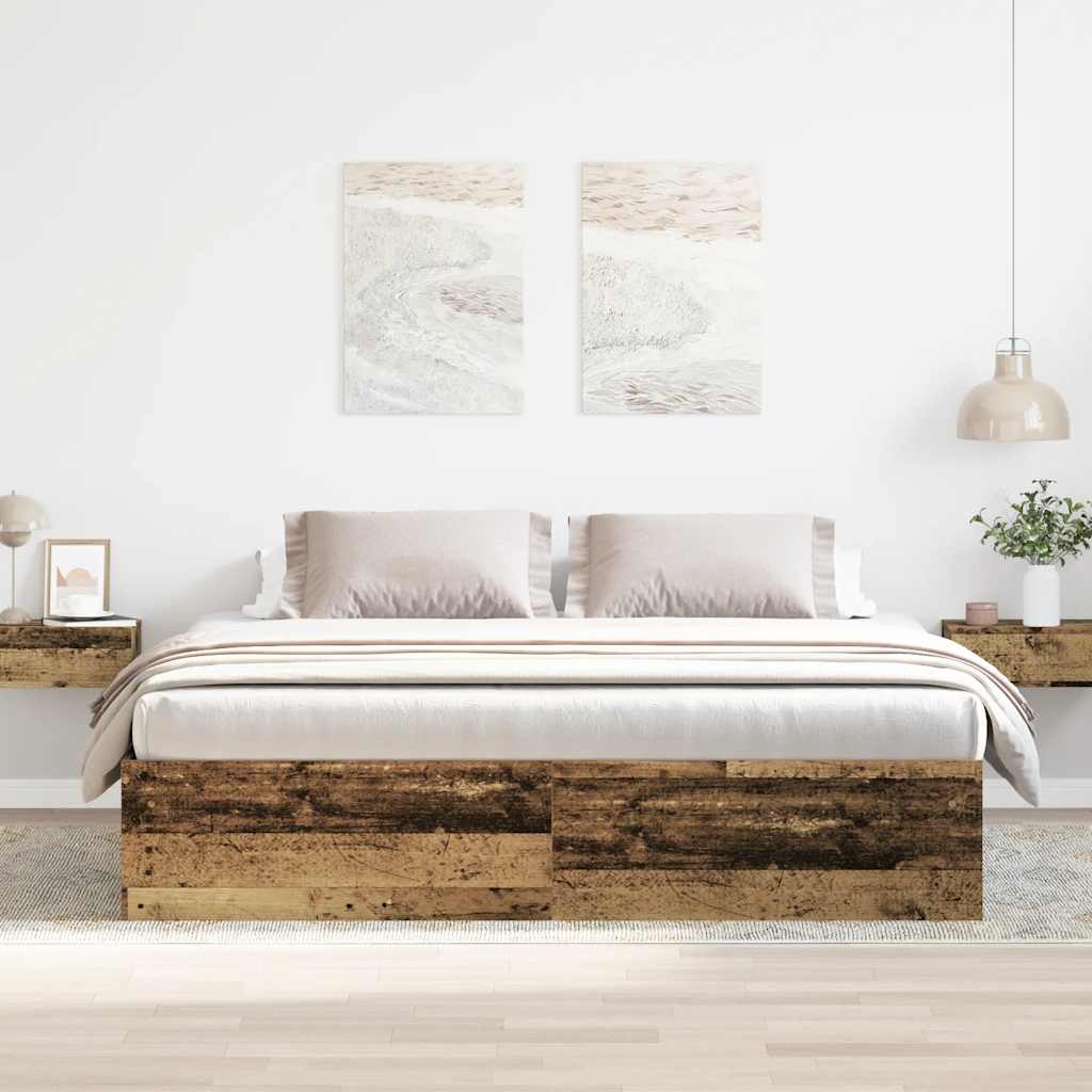 Bettgestell ohne Matratze Altholz-Optik 200x200cm Holzwerkstoff