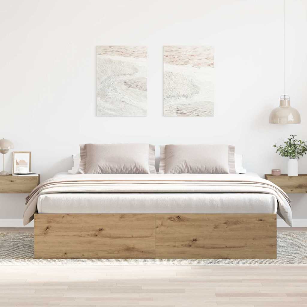 Bettgestell ohne Matratze Artisan-Eiche 200x200cm Holzwerkstoff