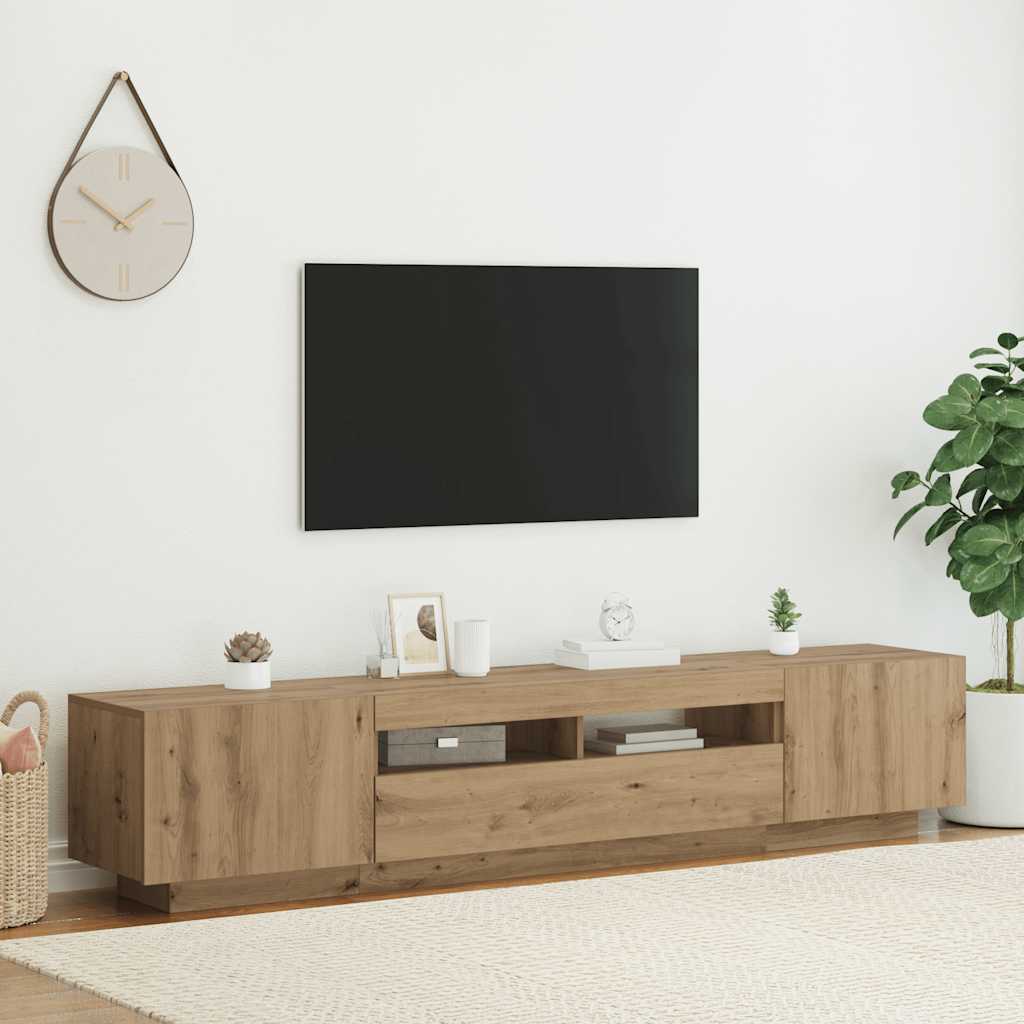 TV-Schrank mit LED-Leuchten Artisan-Eiche 200x35x40 cm