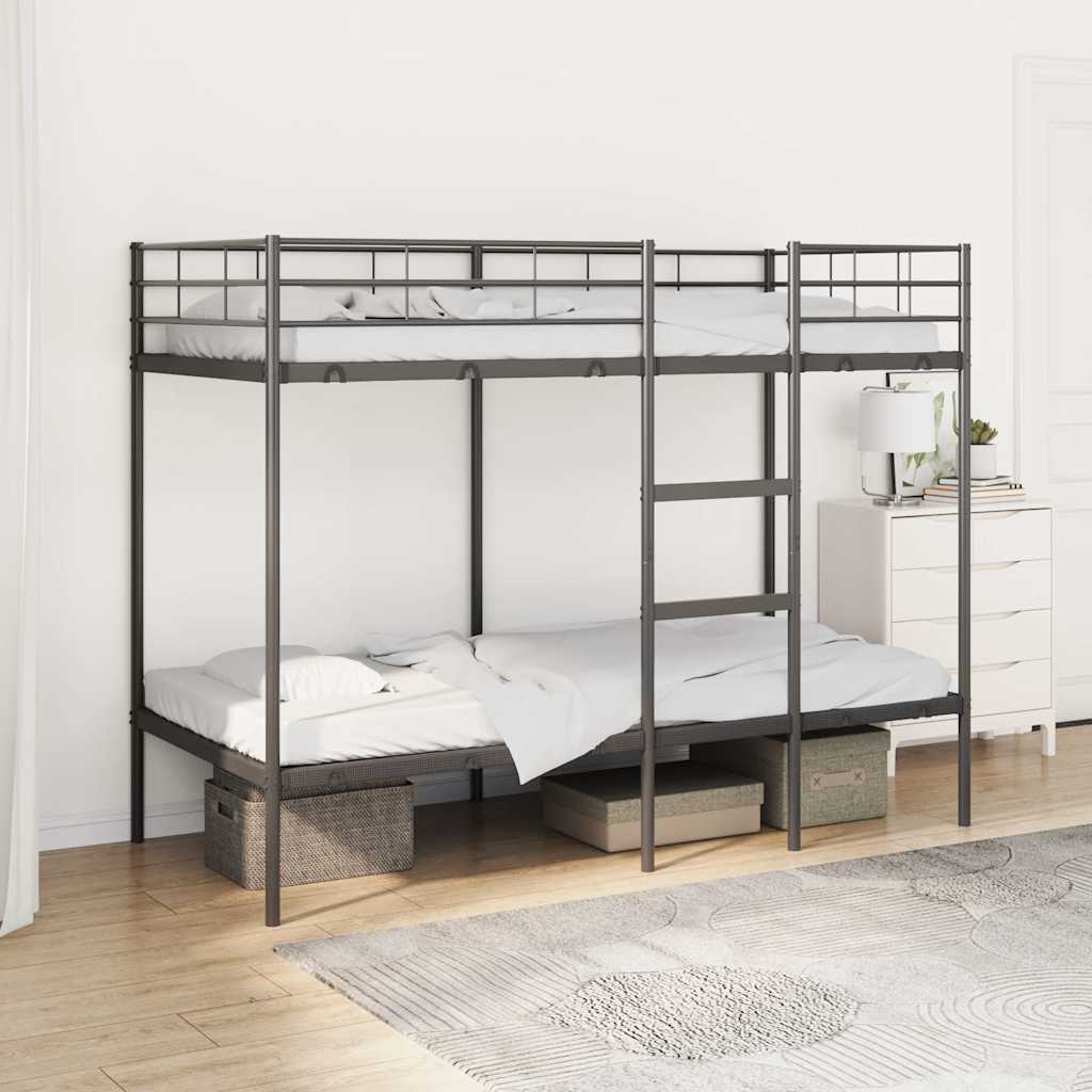 Etagenbett ohne Matratze Schwarz 90x200 cm Stahl