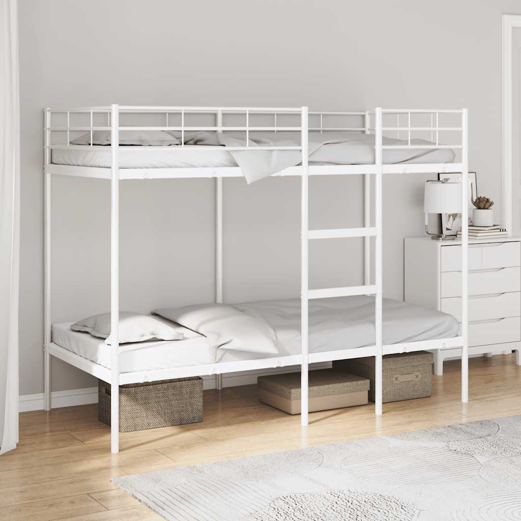 Etagenbett ohne Matratze Weiß 90x190 cm Stahl