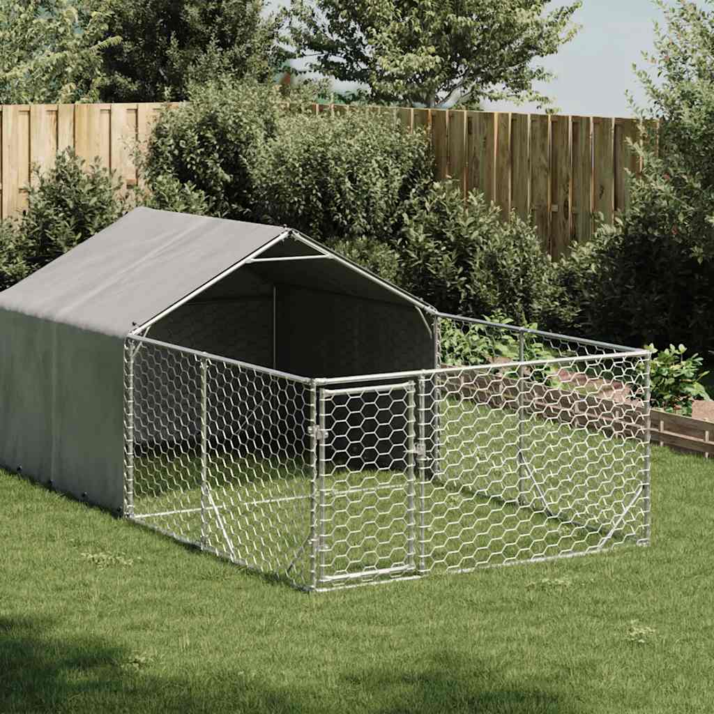 Outdoor-Hundezwinger mit Auslauf 4x2x1,5 m Verzinkter Stahl