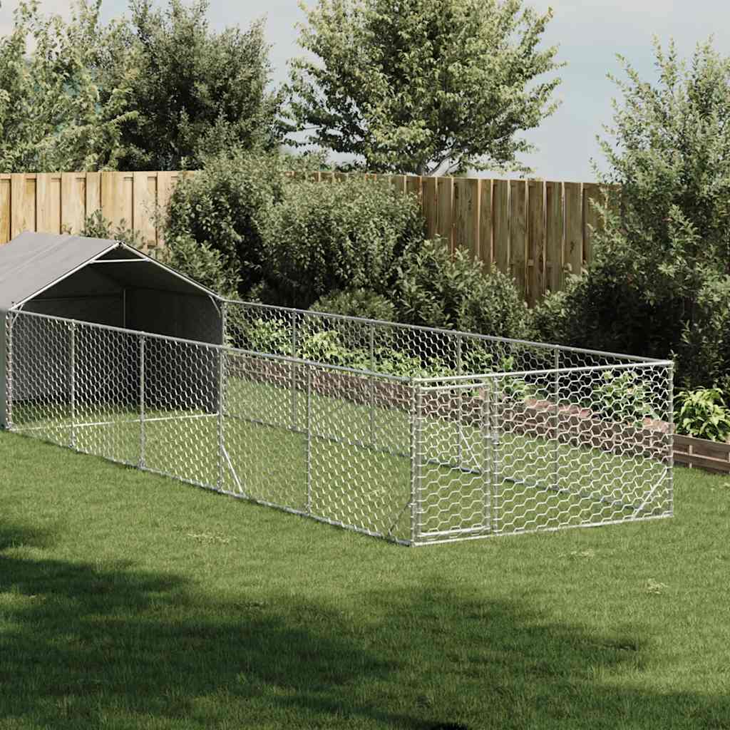 Outdoor-Hundezwinger mit Auslauf 8x2x1,5 m Verzinkter Stahl