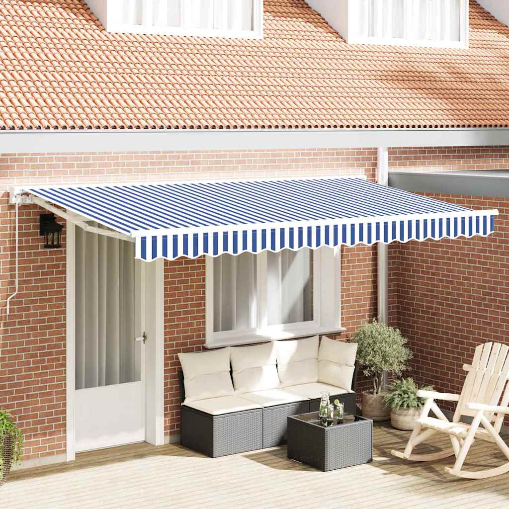 Markisenersatzstoff Blau und Weiß 380 x 195 cm Polyester