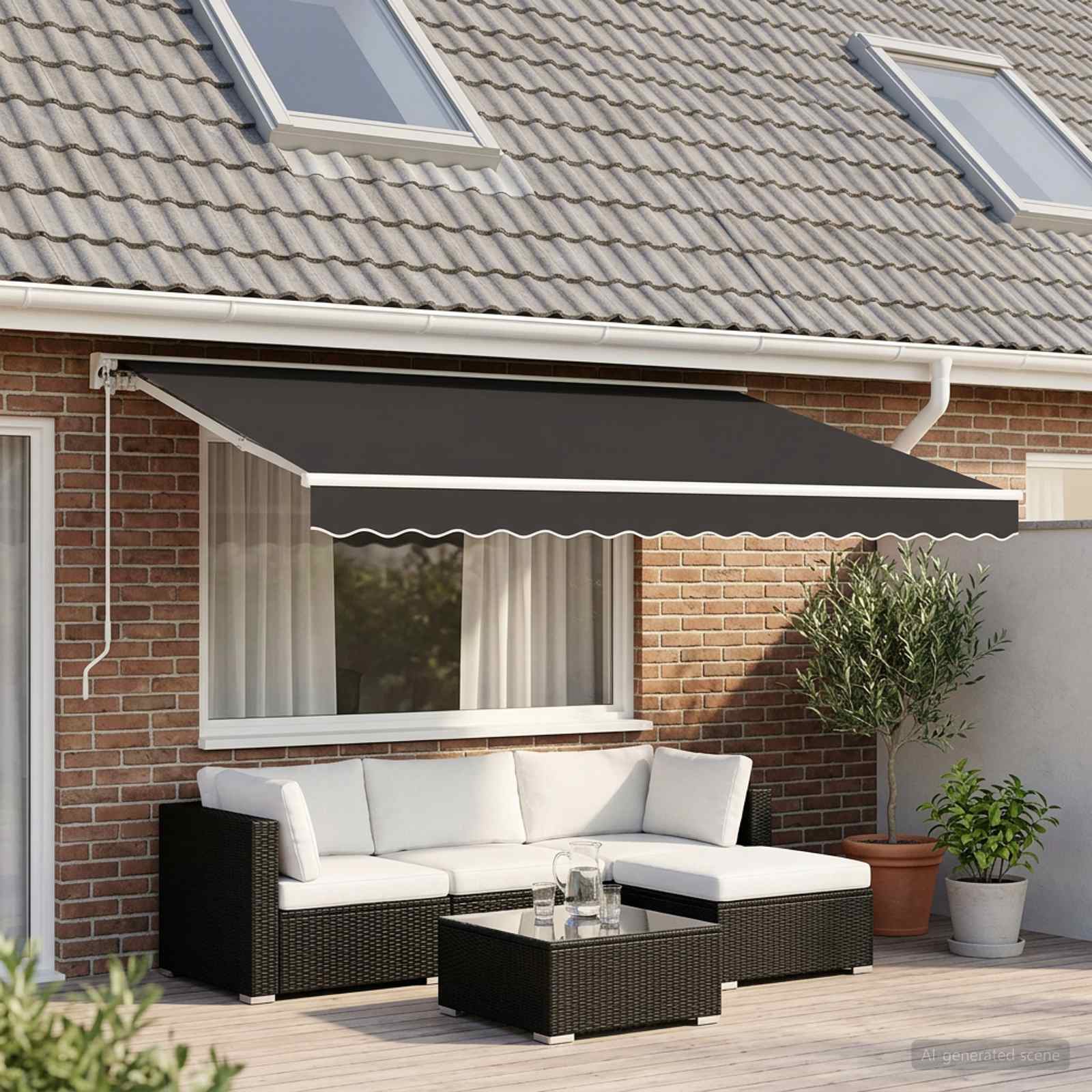 Markisenersatzstoff Anthrazit 380 x 195 cm Polyester