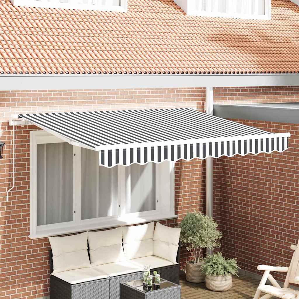 Markisenersatzstoff Anthrazit und Weiß 330 x 195 cm Polyester