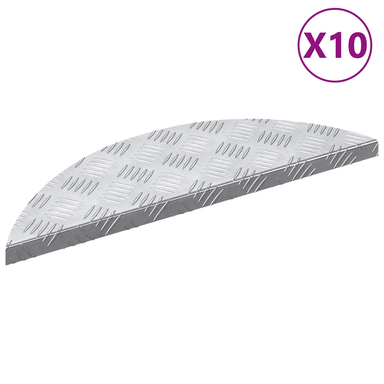 Treppe Tritt 10 stk. 60 x 18 x 2,5 cm Silber Aluminium Halbmond
