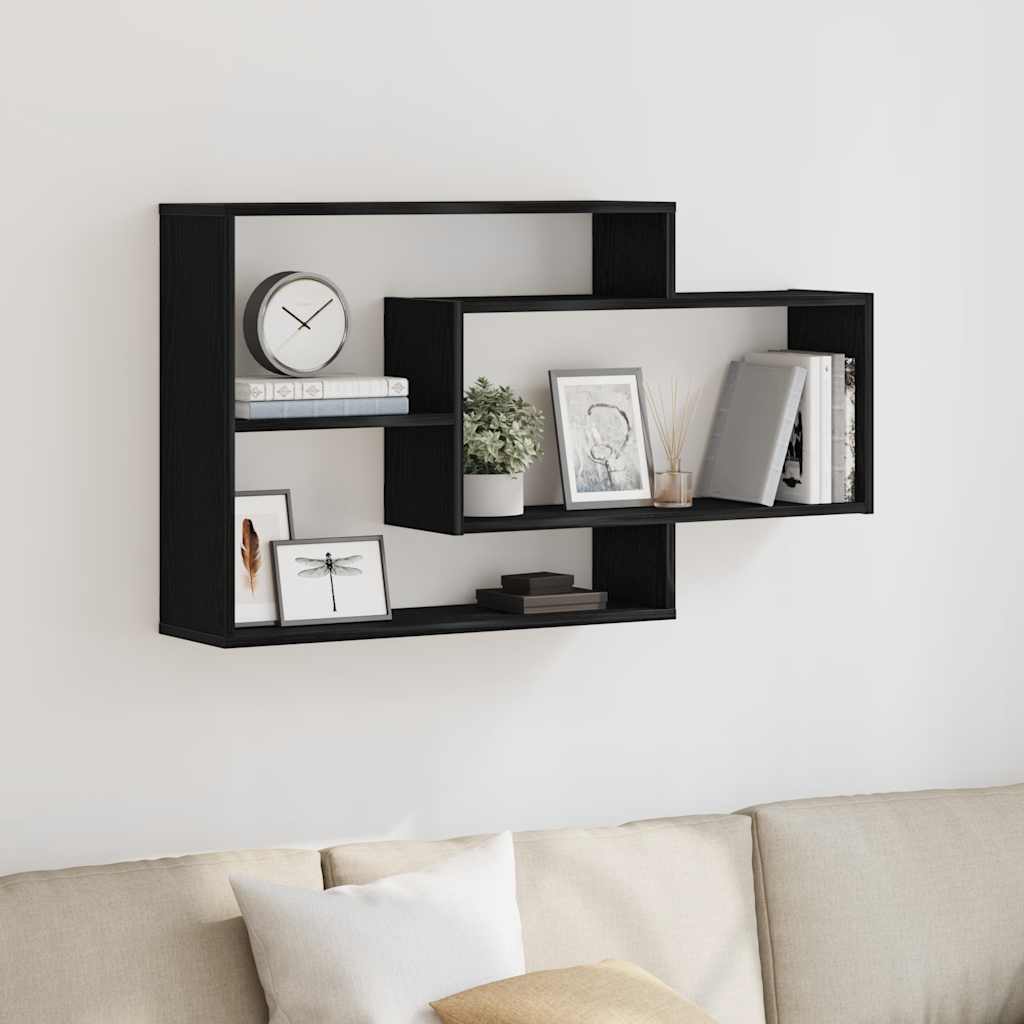Wandregal Eiche Schwarz 104x20x58,5 cm Holzwerkstoff
