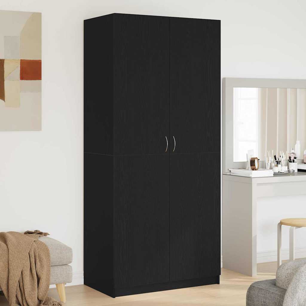Kleiderschrank Schwarz Eichen-Optik 90 x 52 x 200 cm