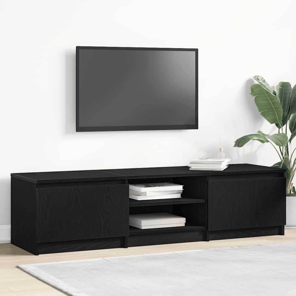 TV-Schrank Schwarz Eichen-Optik 140x40x36 cm Holzwerkstoff
