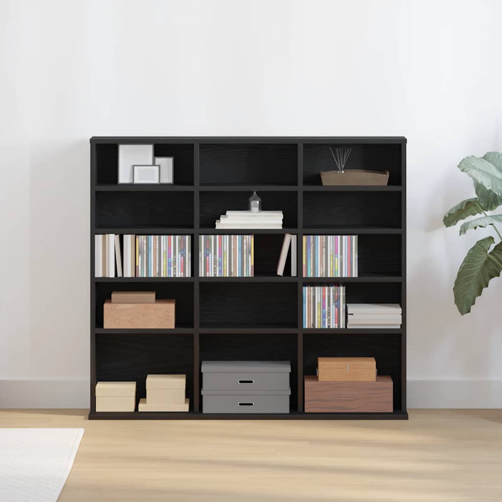 CD-Schrank Schwarz Eichen-Optik 100x23x89,5 cm Holzwerkstoff