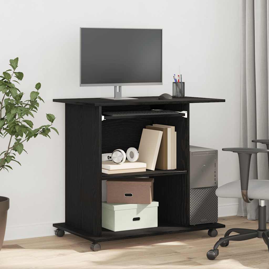 Computertisch Eiche schwarz 80x50x75 cm Holzwerkstoff