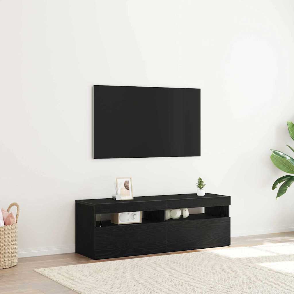 TV-Schränk 120 x 35 x 40 cm Schwarz Eichen-Optik Holzwerkstoff