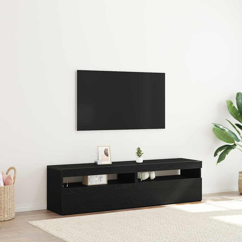 TV-Schränk 2 stk. Schwarz Eichen-Optik Holzwerkstoff
