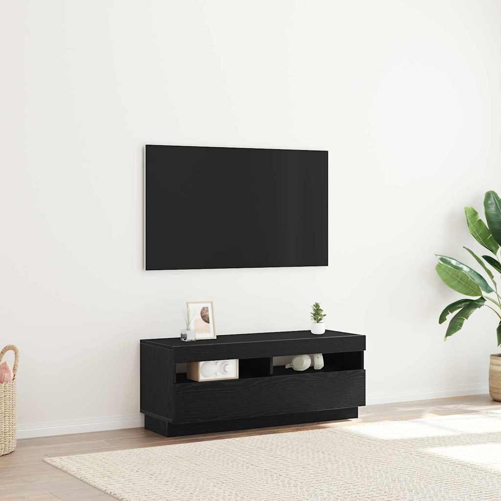 TV-Schränk 100 x 35 x 40 cm Schwarz Eichen-Optik Holzwerkstoff