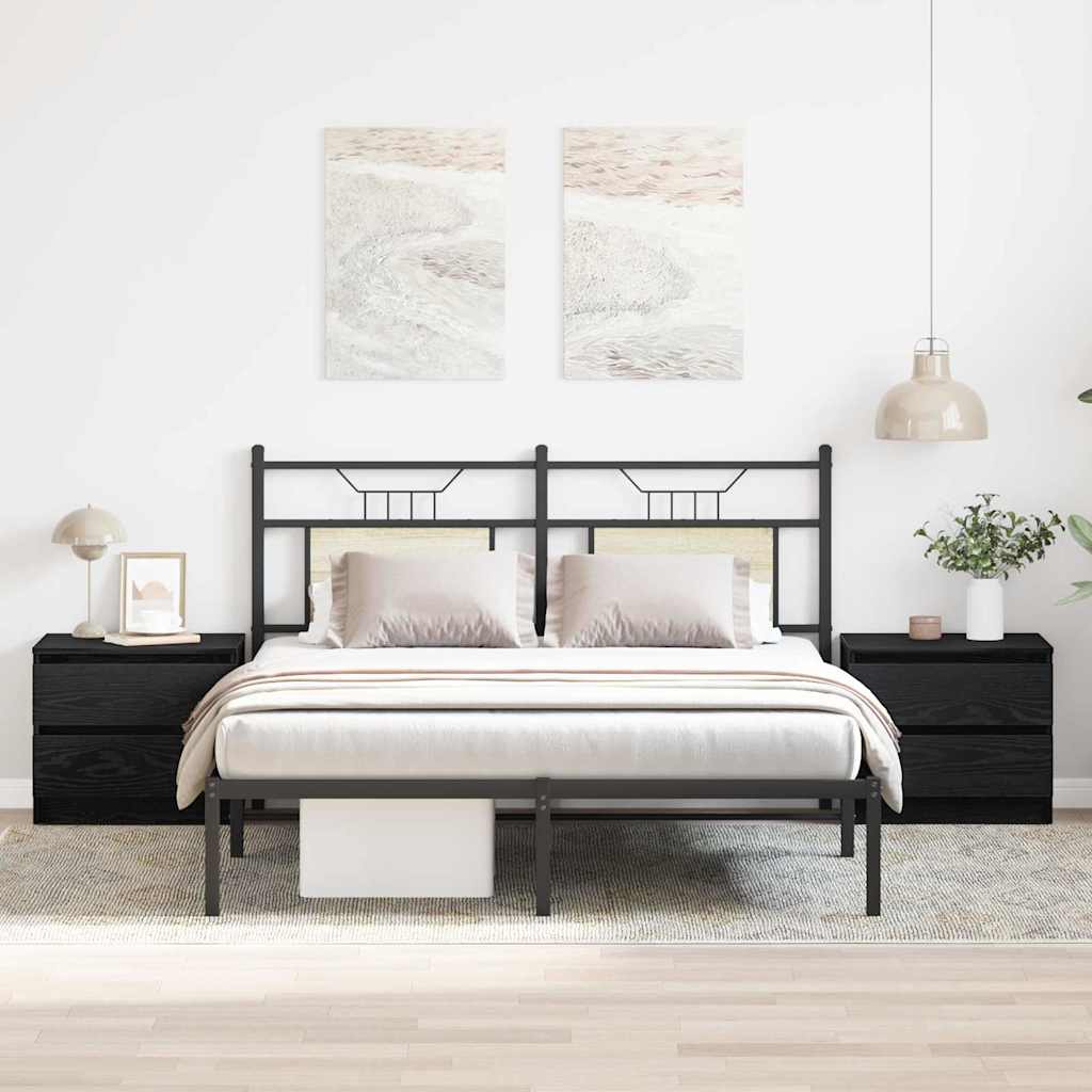 Nachttisch 2 stk. Schwarz Eichen-Optik 50 x 40 x 43,5 cm