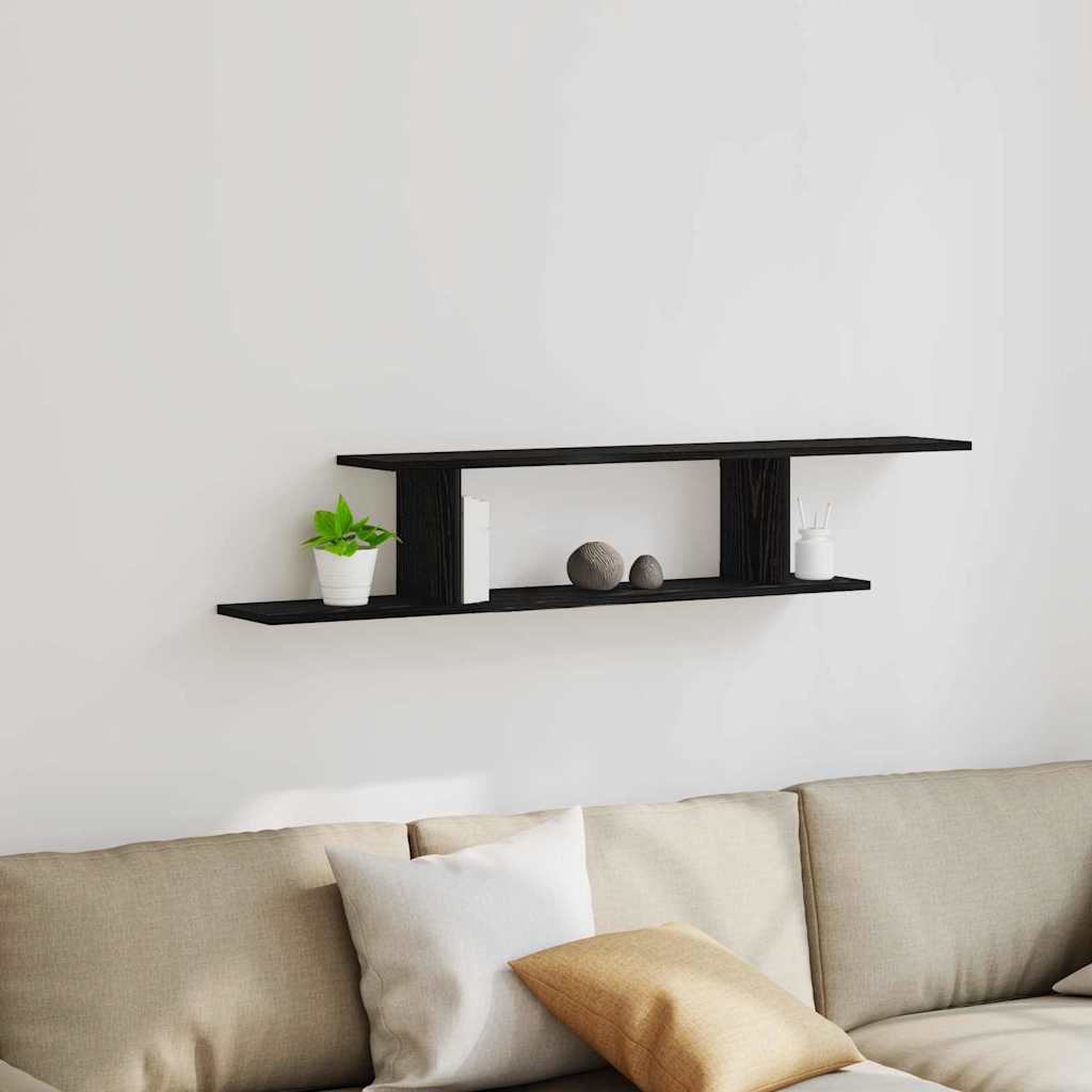 Wandmontiertes TV Regal Wandhalterung Schwarz Eichen-Optik
