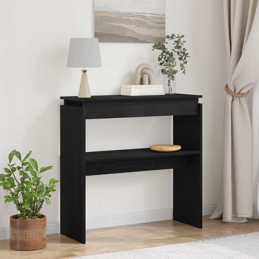 Konsolentisch Schwarz Eichen-Optik 80 x 30 x 80 cm