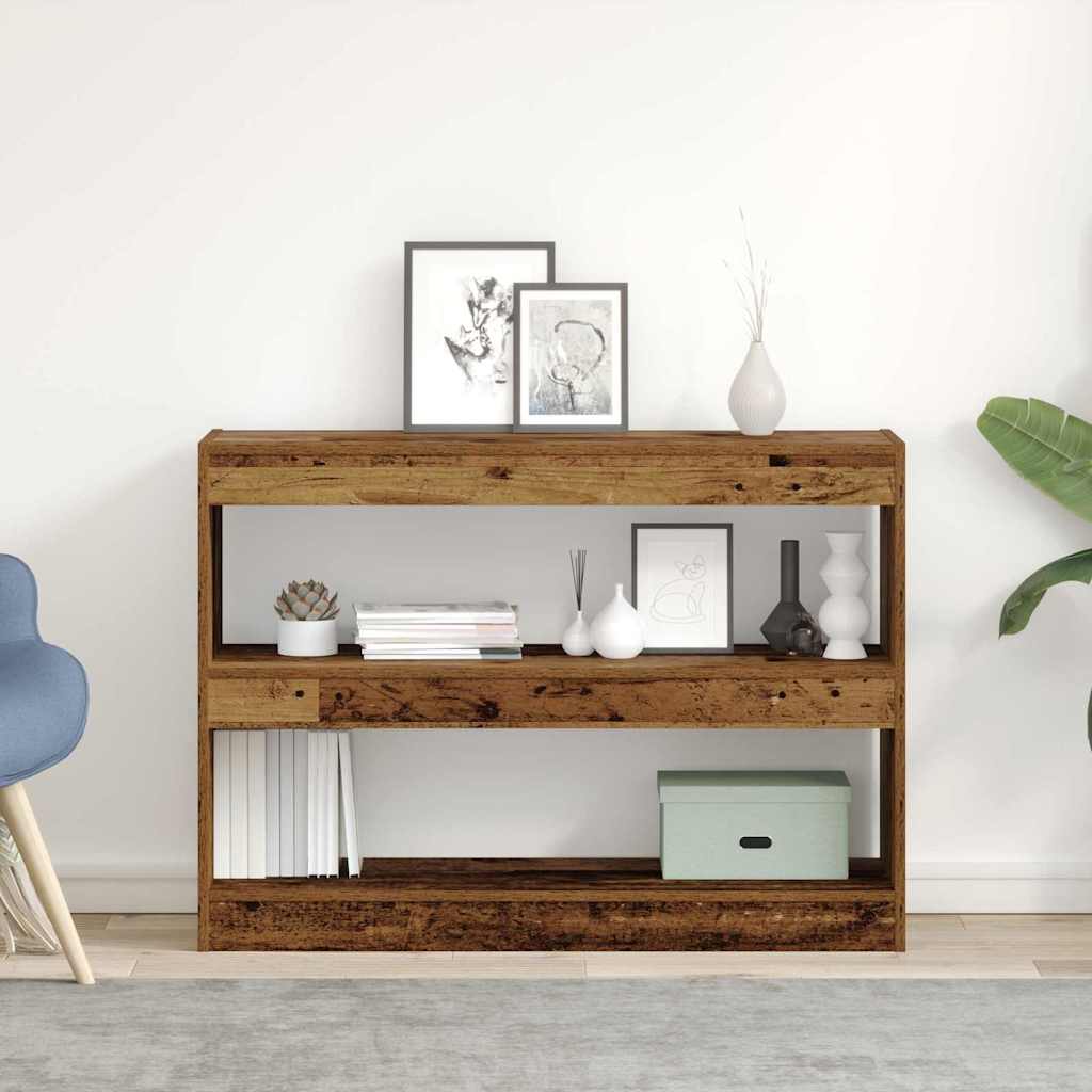 Bücherregal 2 Ebenen 100 x 30 x 72 cm Holzwerkstoff Altholz