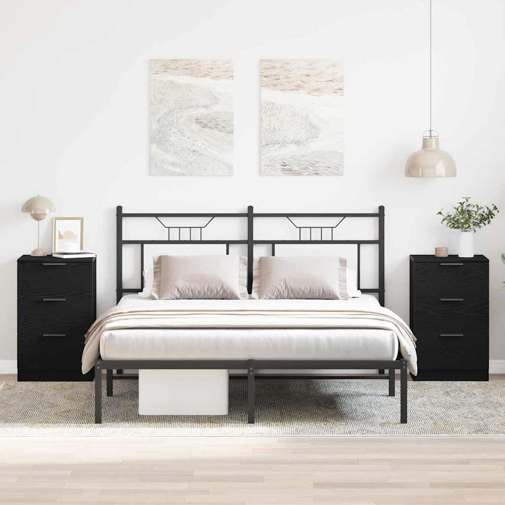 Nachttisch 2 Stk. Schwarz Eichen-Optik 40 x 65 x 65 cm