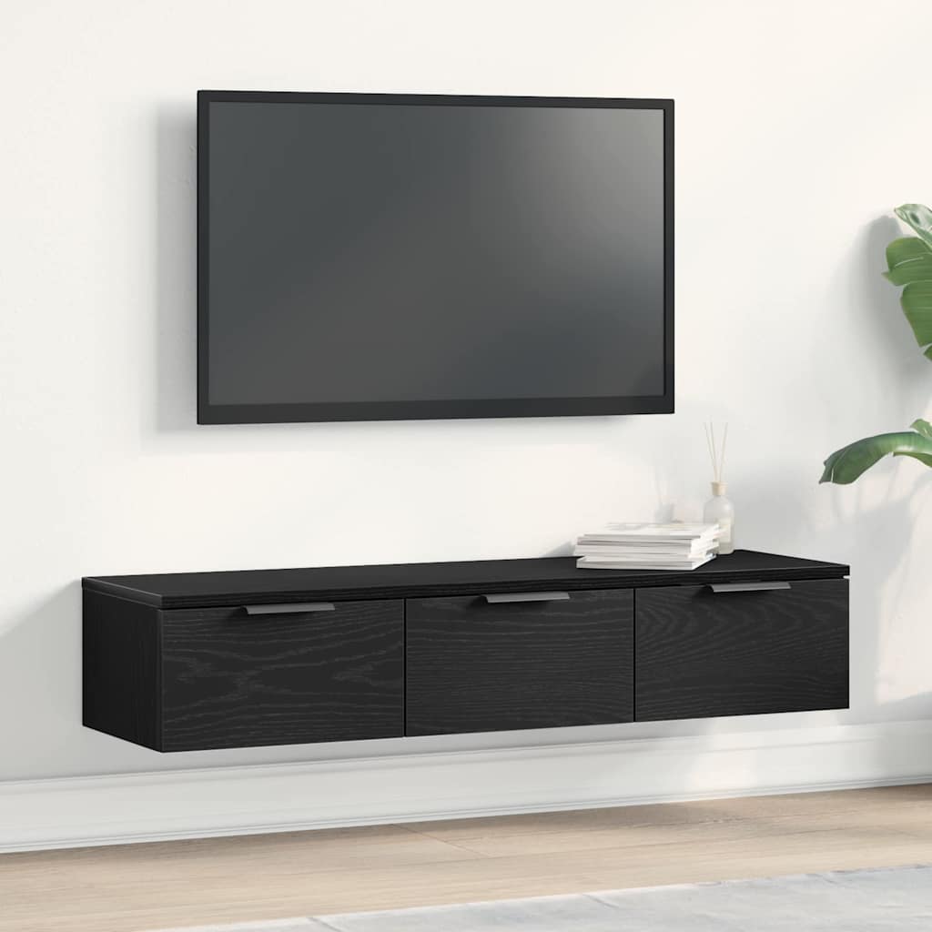 Wandschrank Schwarz Eichen-Optik 102 x 30 x 20 cm Holzwerkstoff