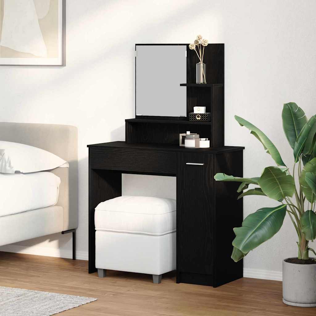 Schminktisch Schwarz Eichen-Optik 86.5 x 35 x 136 cm