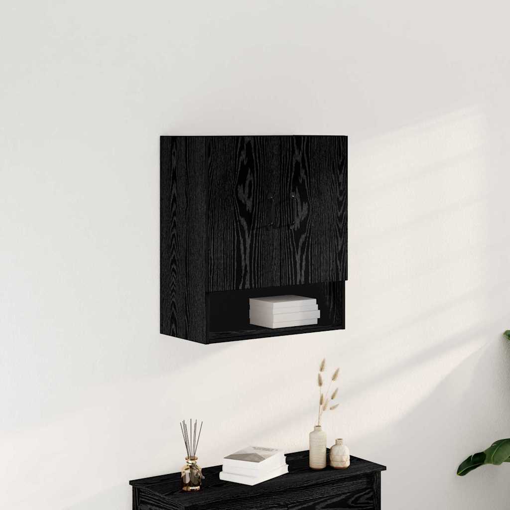 Wandschrank 60 x 30 x 70 cm Holzwerkstoff Schwarz Eichen-Optik