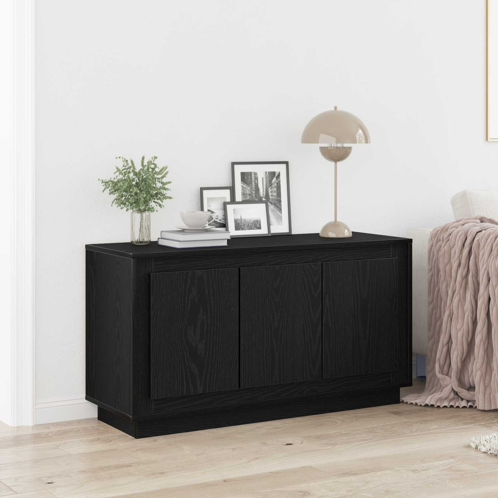 Sideboard Schwarz Eichen-Optik 102 x 35 x 55 cm Holzwerkstoff