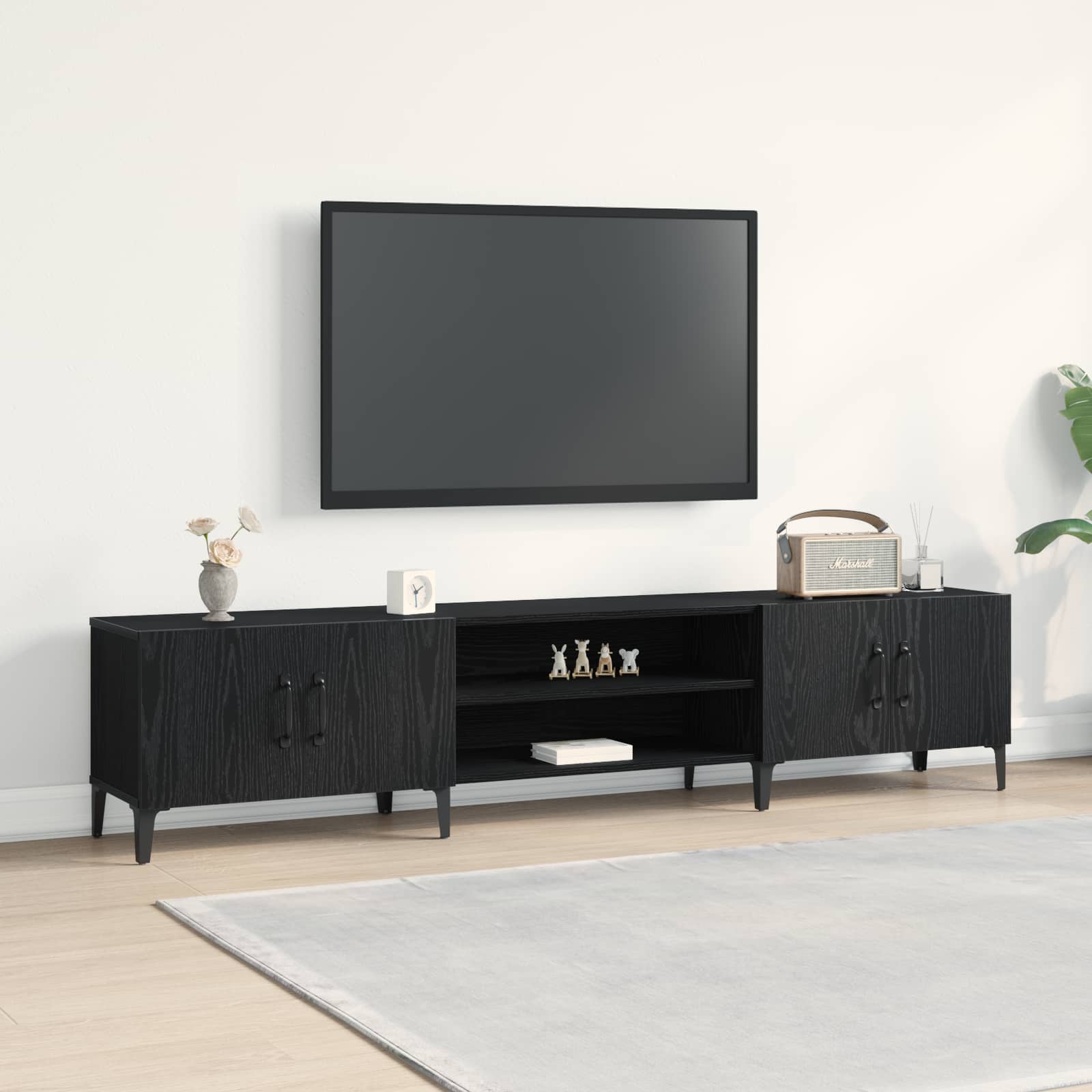 TV-Schränk 180 x 31,5 x 40 cm Schwarz Eichen-Optik