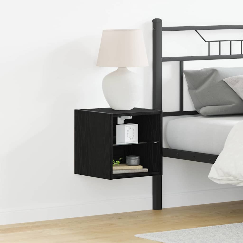 LED Wand Nachttischschrank Schwarz 30 x 28,5 x 30 cm