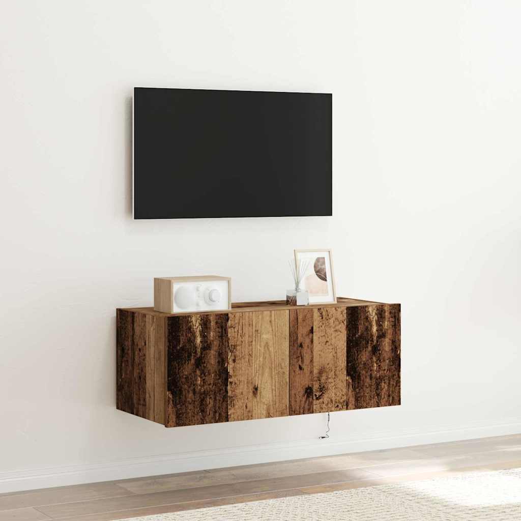TV-Wandschrank 80 x 35 x 31 cm Altholz Holzwerkstoff