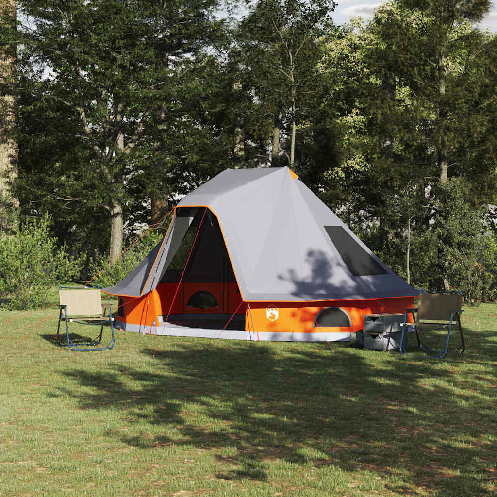 Tipi Zelt 6 Personen Grau und Orange Taft