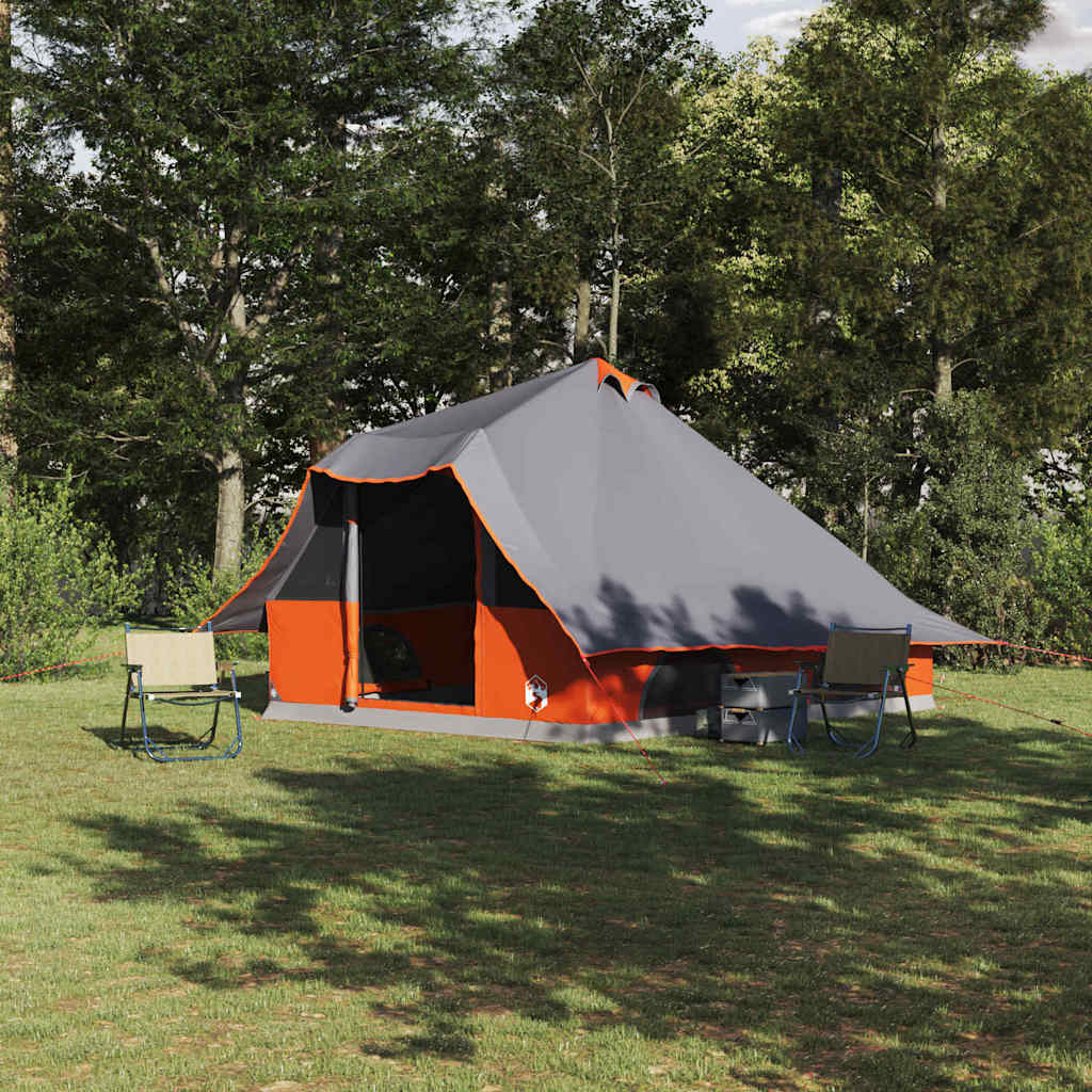Tipi Zelt 8 Personen Grau und Orange Taft