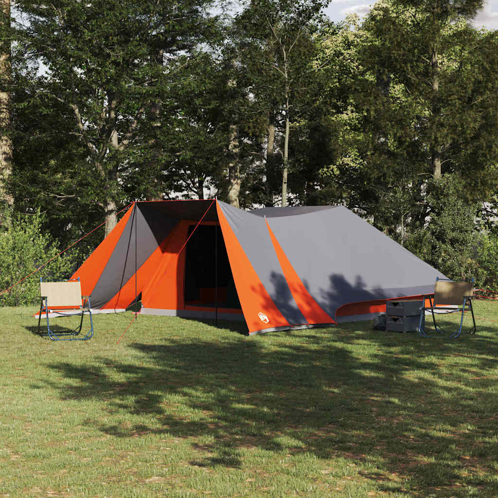Tipi Zelt 12 Personen Grau und Orange Taft