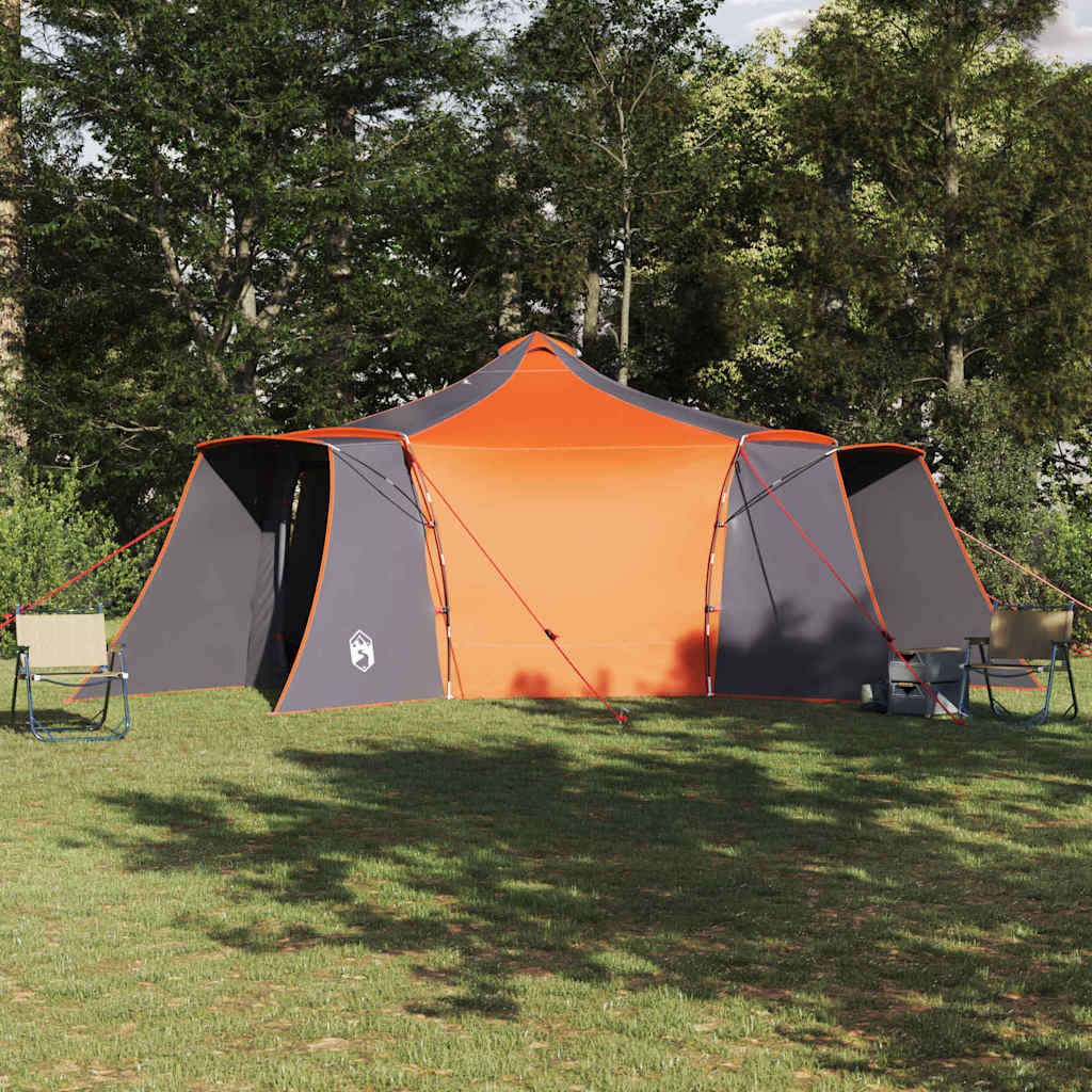 Tipi Zelt 8 Personen Grau und Orange Taft