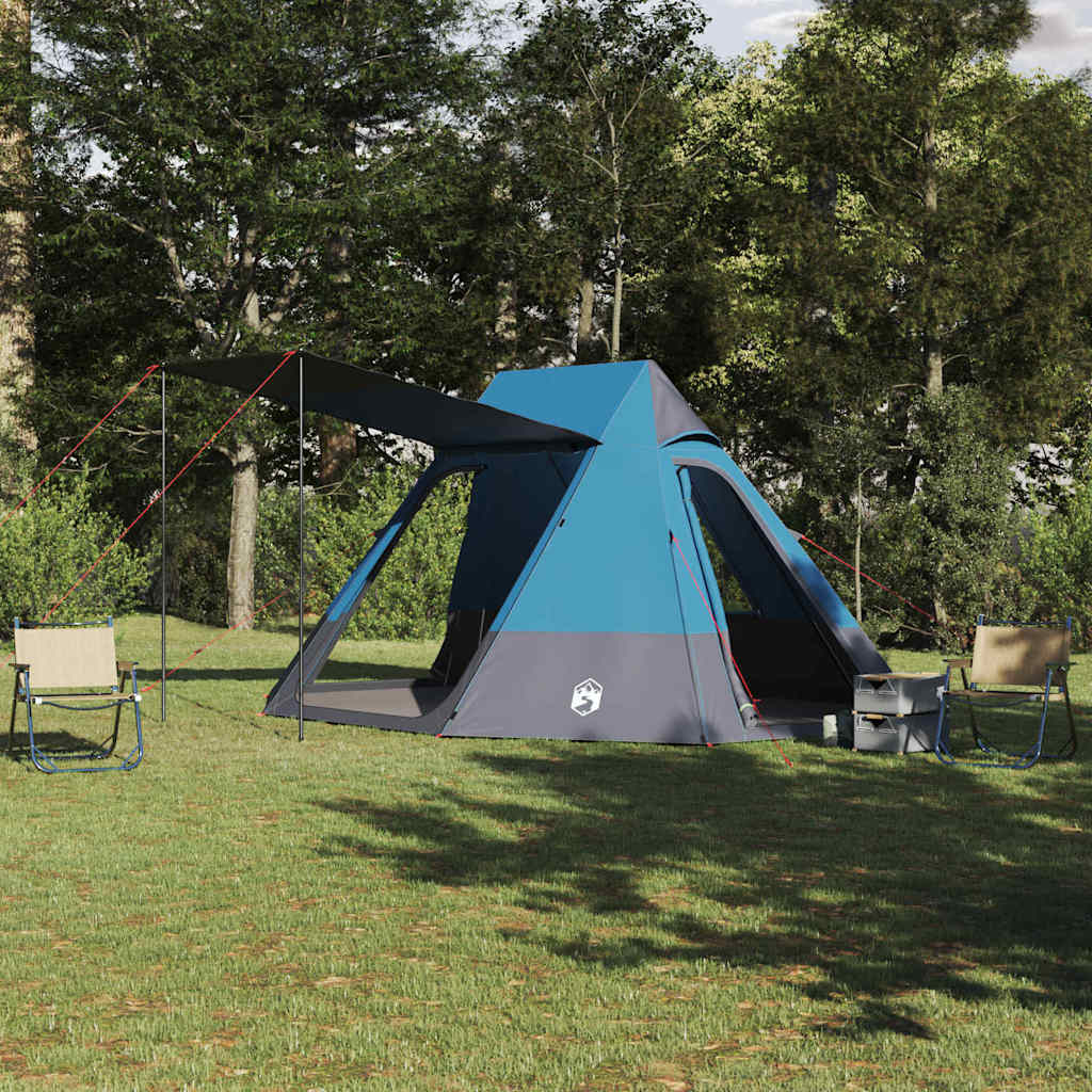 Campingzelt 10 Personen Wasserdicht Blau Taft