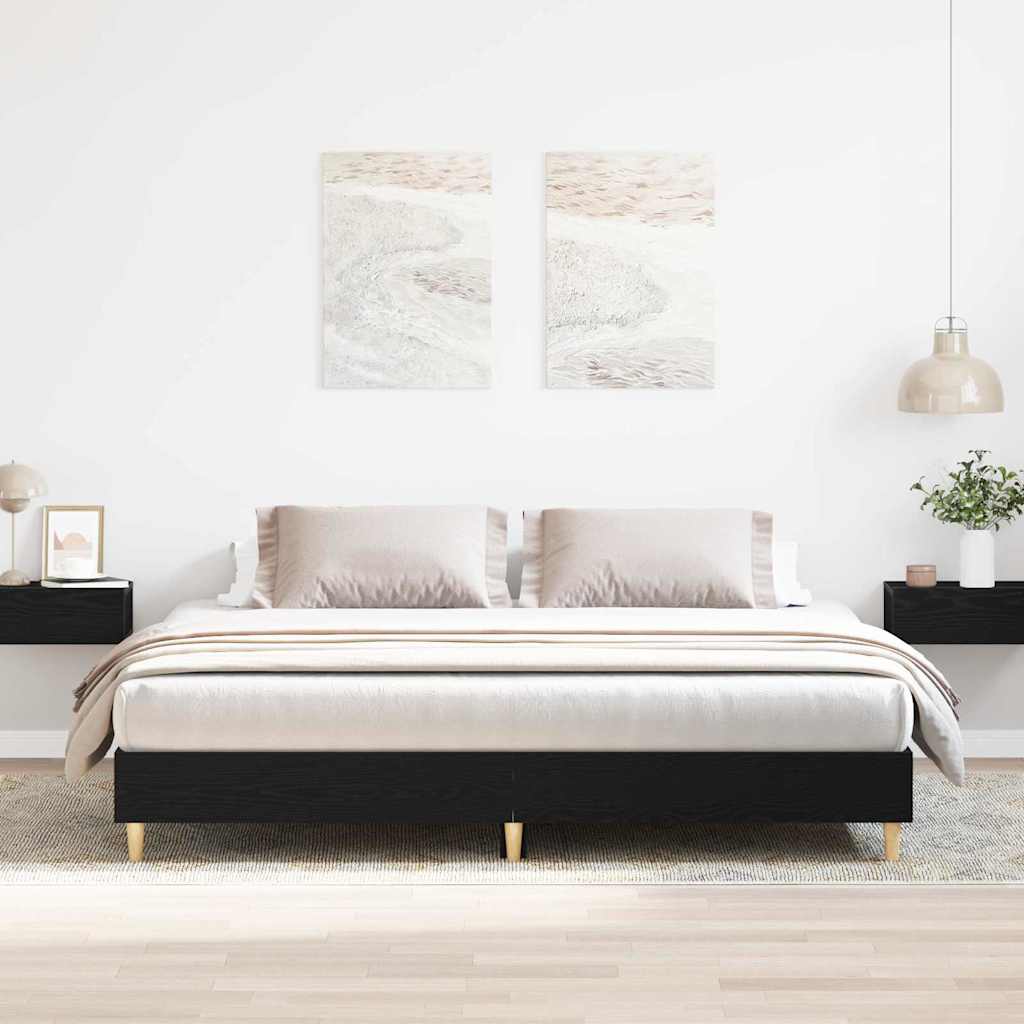 Bettrahmen Schwarz Eichen-Optik 203 x 163 x 25 cm Holzwerkstoff