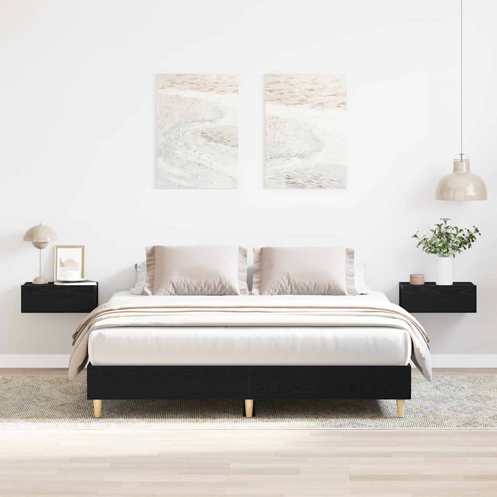Bettrahmen Schwarz Eichen-Optik 203 x 153 x 25 cm Holzwerkstoff