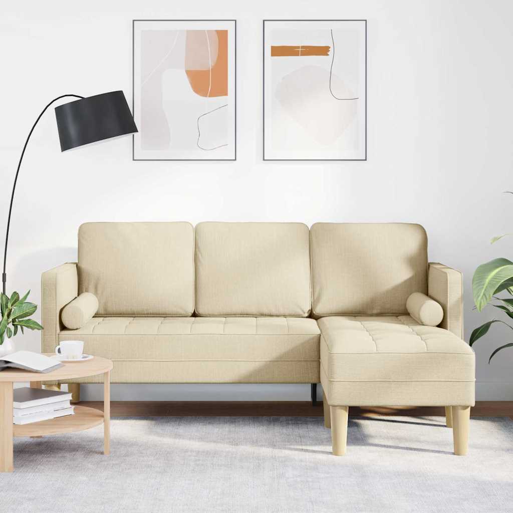 Sofa Set mit Kissen Creme Polyester