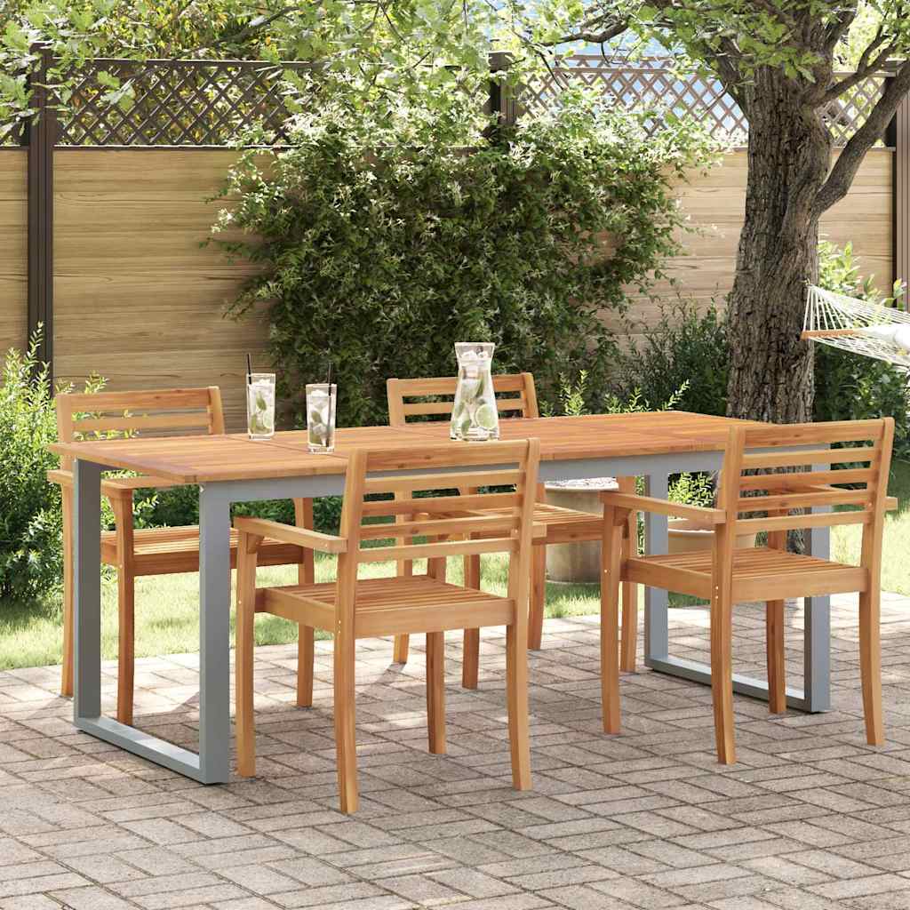 Gartentisch Grau 200 x 90 x 75 cm Massivholz Akazie
