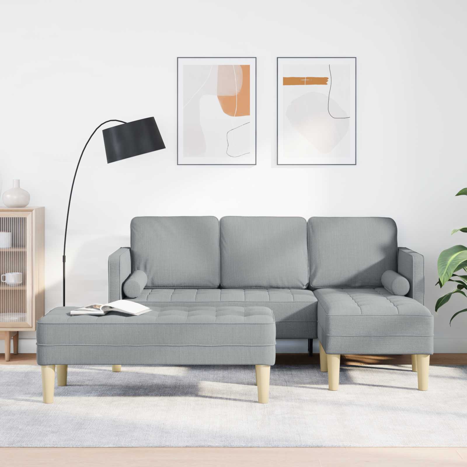 Sofa Set 2 stk. Hellgrau Polyester