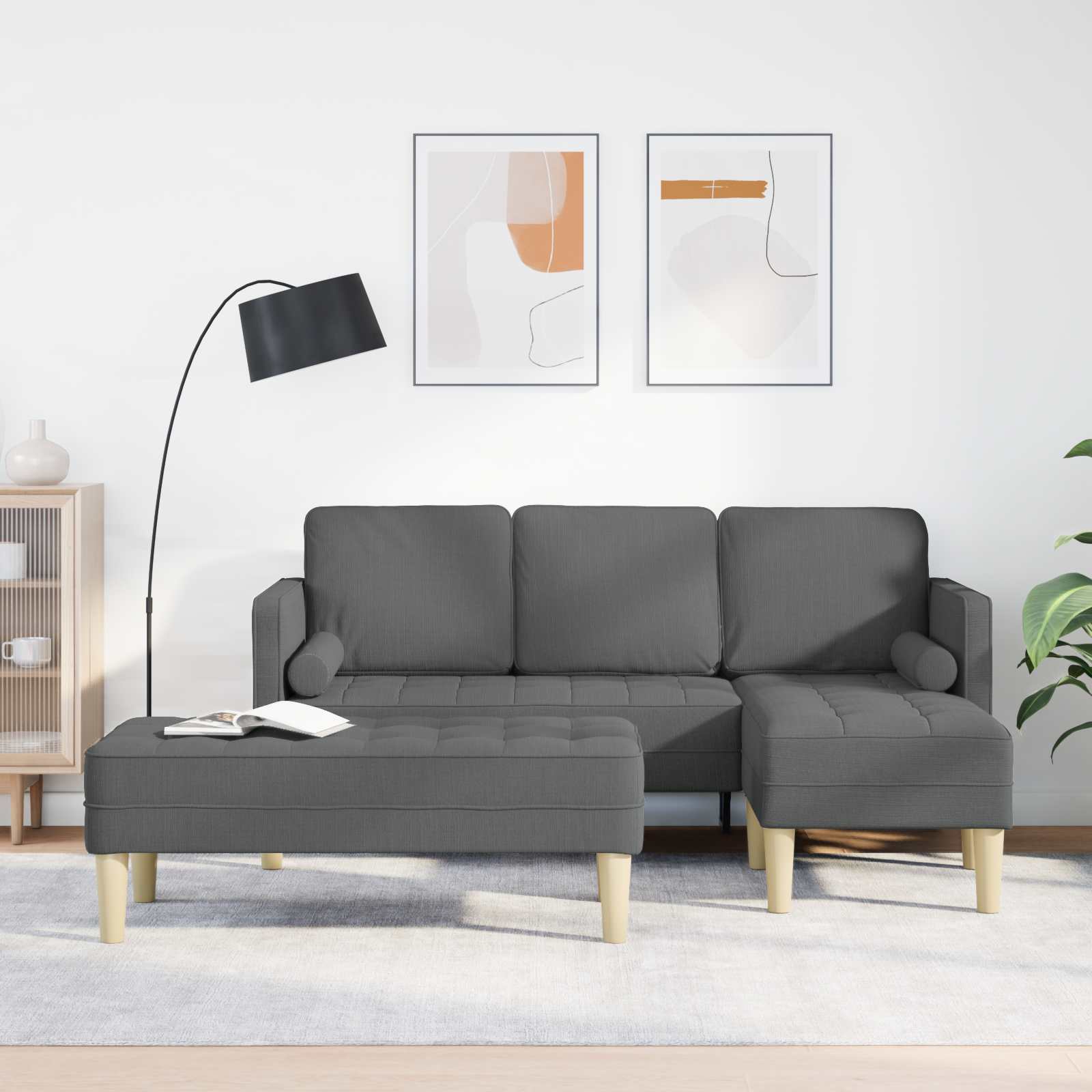 Sofa Set 2 stk. Dunkelgrau Polyester