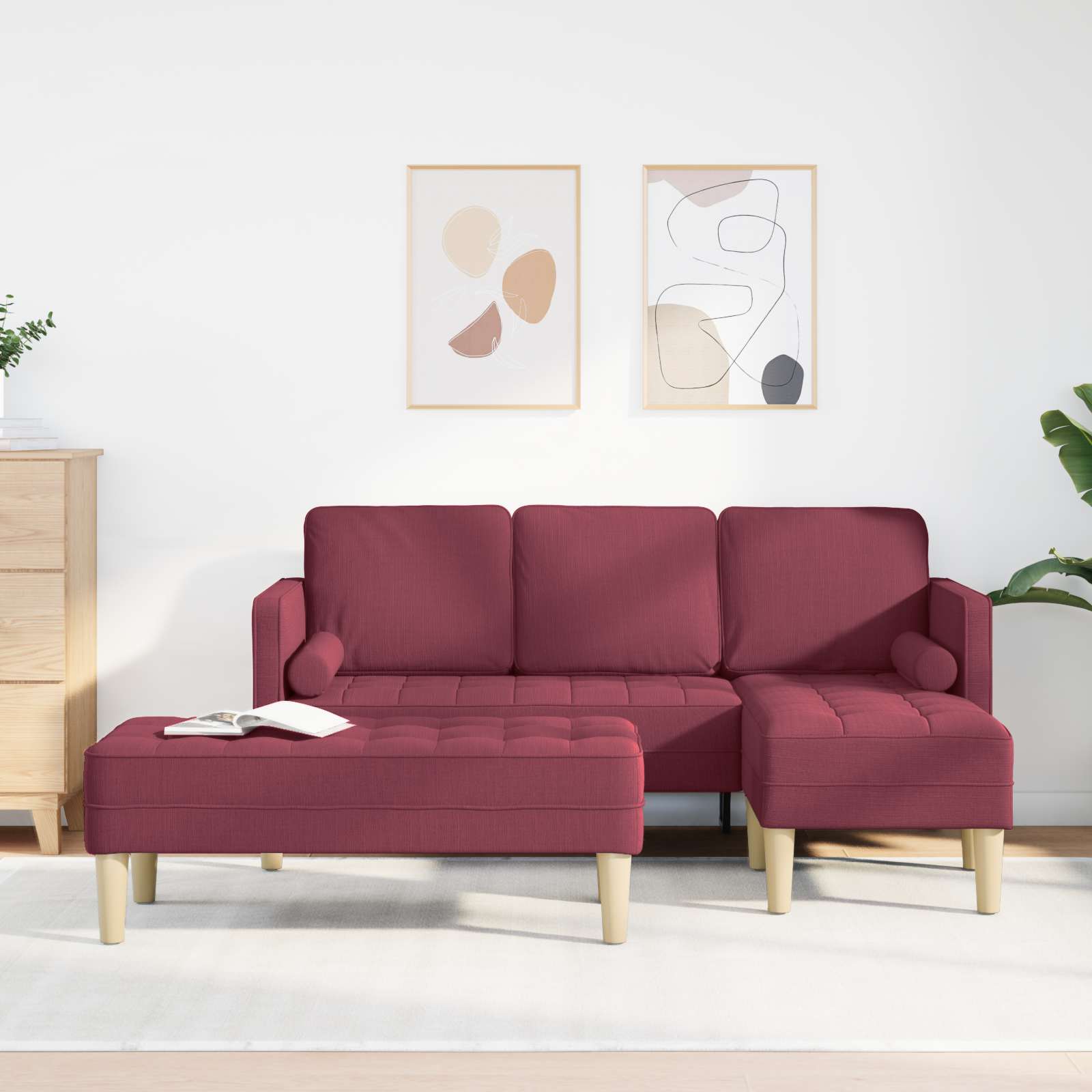 Sofa Set 2 stk. Weinrot Polyester