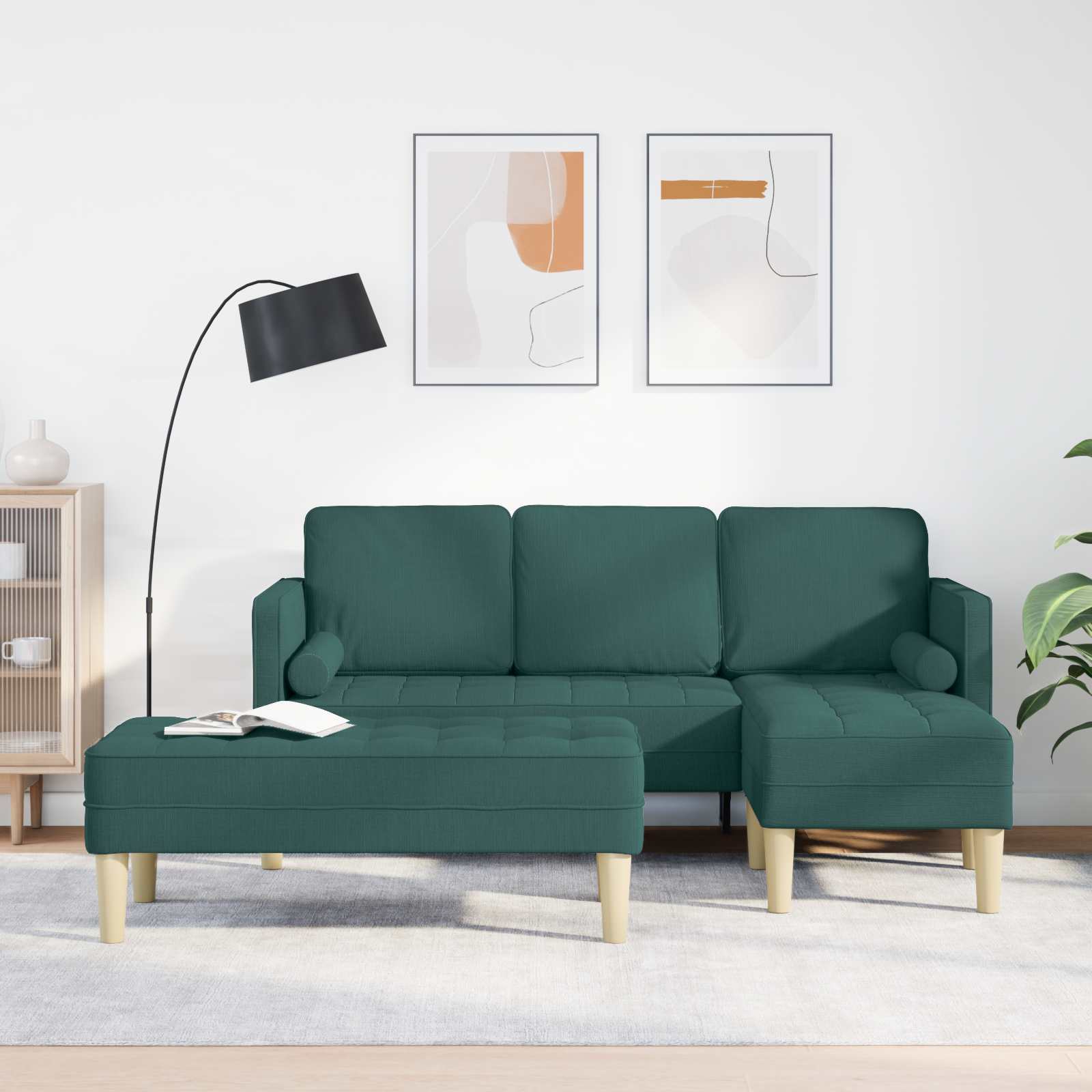 Sofa Set 2 stk. Dunkelgrün Polyester