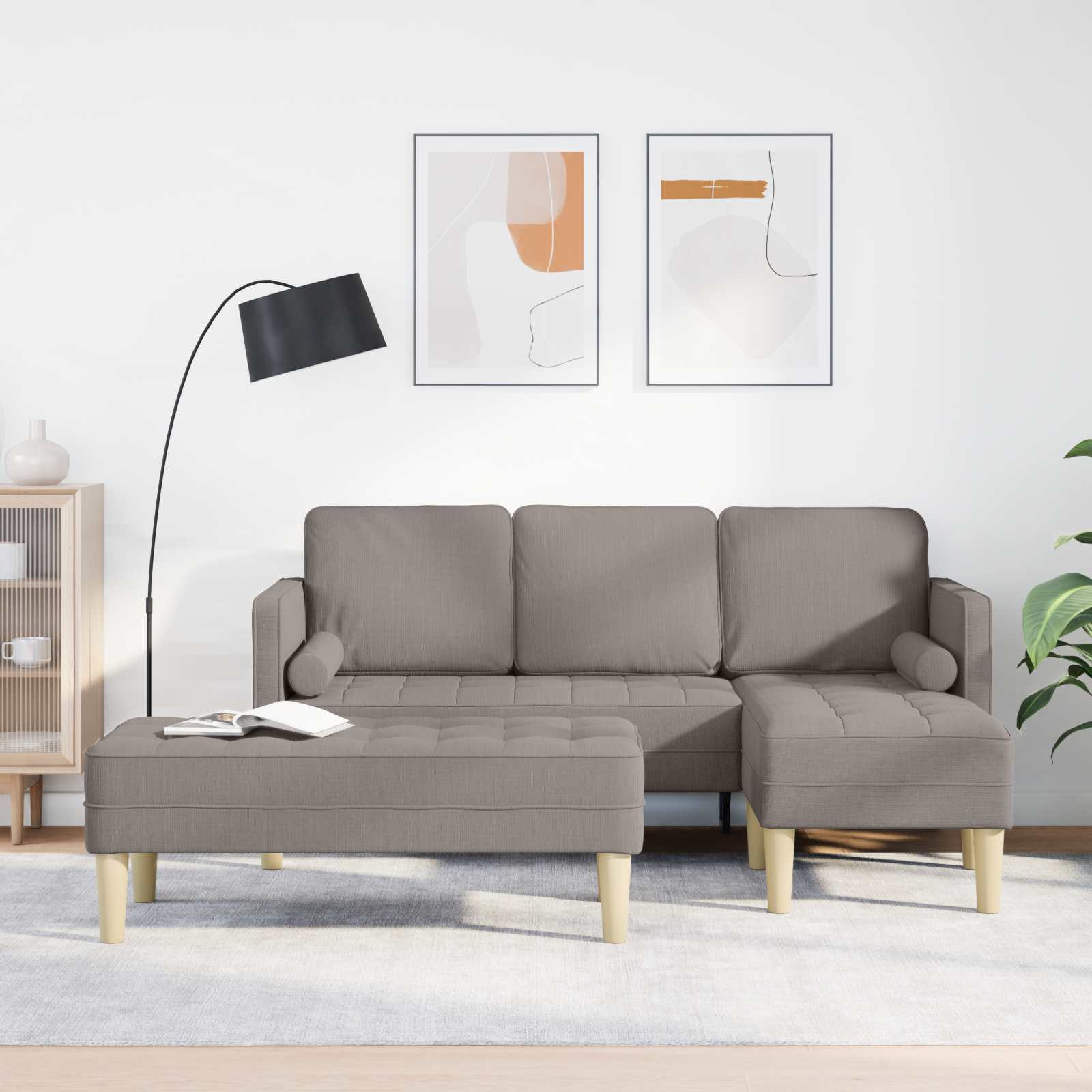 Sofa Set 2 stk. Taupe Polyester